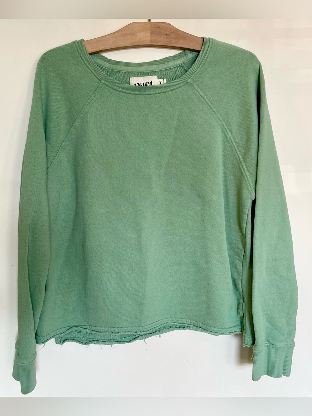 Pact Light Green Cotton Crewneck Sweatshirt